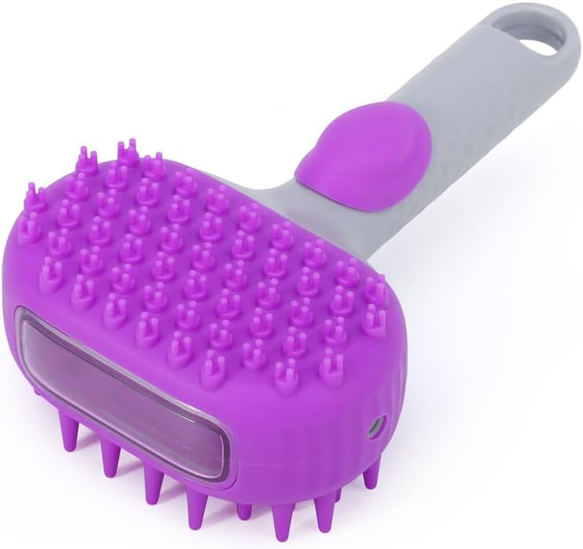 Dog Bath Brush | Dual-Side Dog Shampoo Brush | Dogs Scrubber for Bath | Dog Grooming Brush with Non-Slip Handle Dogs Washing Brush for Pets Deshedding, Massaging & Grooming (Purple, One Size) image number 5