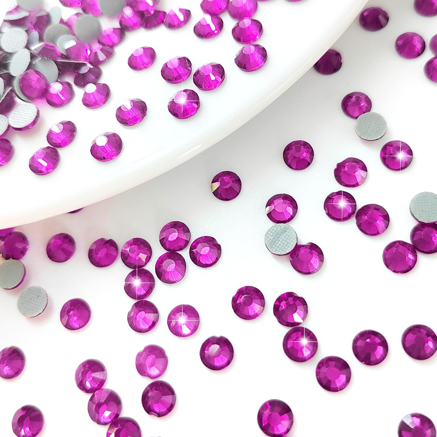 Liliume 5000 X Hotfix Rhinestones, Light Violet Rhinestones, 21 Colours, 5 Sizes, 2 Mm, 3 Mm, 4 Mm, 4.8 Mm, Rhinestone Glass, round Rhinestones for Clothes, Shoes and DIY Crafts (Purshcia)