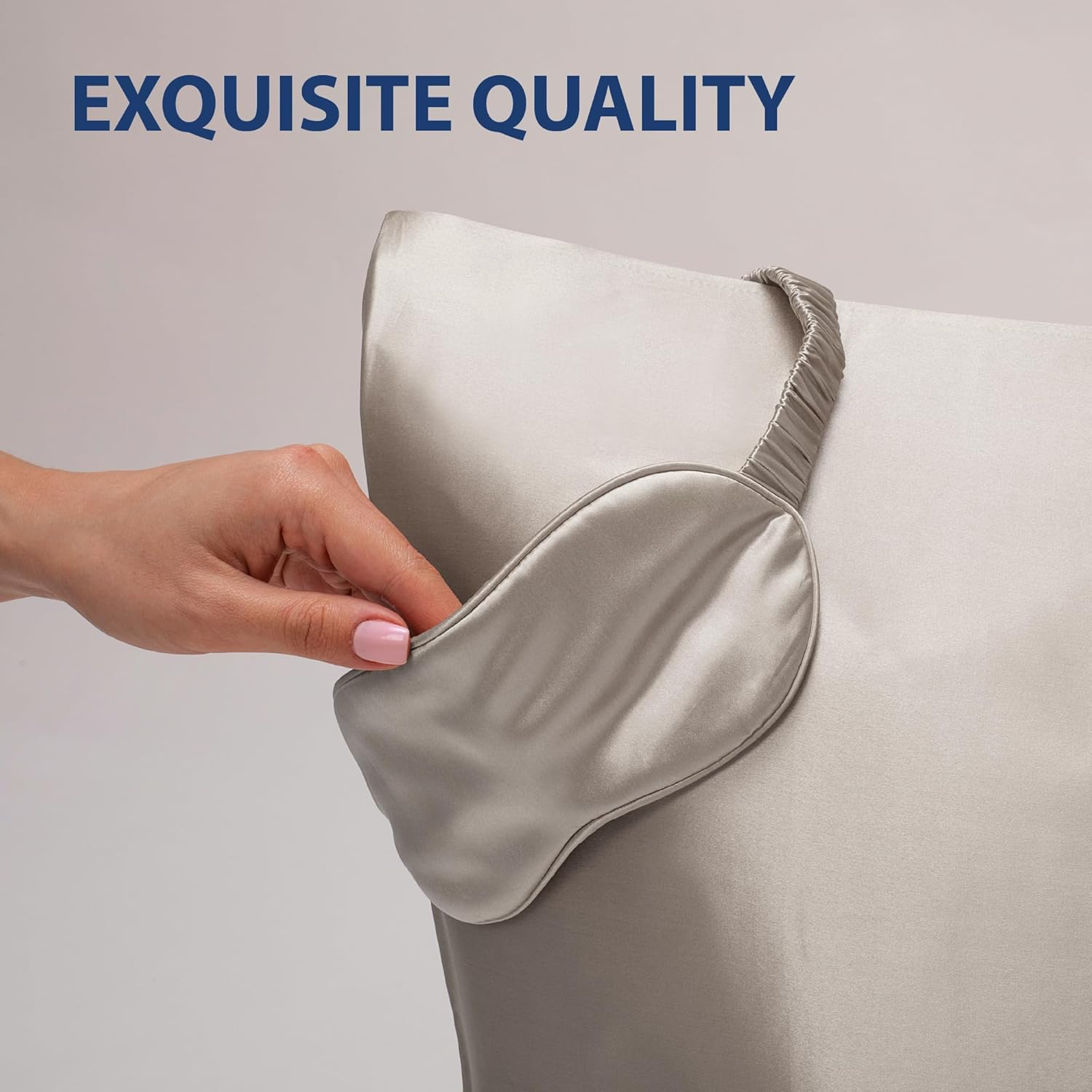 Cathay Home Satin Bedding Accessories Set &ndash; Pillowcases, Eyemask, Scrunchies &ndash; Silky Smooth &ndash; Wrinkle & Fade Resistant (Standard, Cream) image number 2