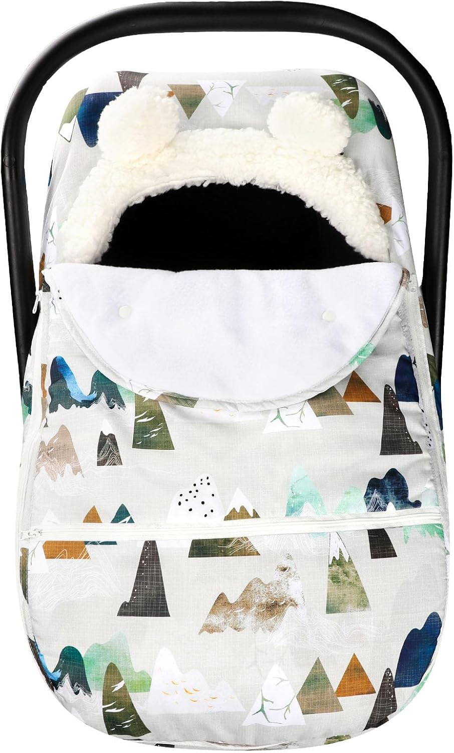 Car Seat Covers for Babies Winter, Flower Carseat Cover Girls, Zipped Cozy & Warm Cover, Universal, Ultra-Soft Breathable, Removable Design Infant Car Seat Canopy