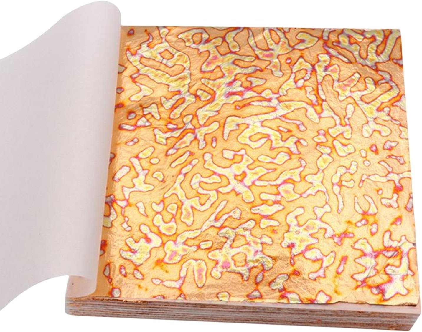 Colaxi Variegated Gold Leaf Sheets Decoration Patterned 50 Sheets Multipurpose Colored Imitation for Makeup Handcrafts Paintings Home Furniture , Style A image number 2