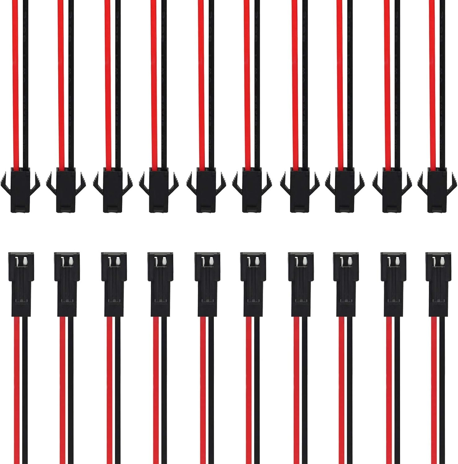 2 Pin JST SM Male Female Plug LED Connector Cable 15Cm 22Awg Wire for WS2812B WS2812 WS2811 SK6812 SK6812-RGBW LED Strip Light（10 Sets, 2 Pin