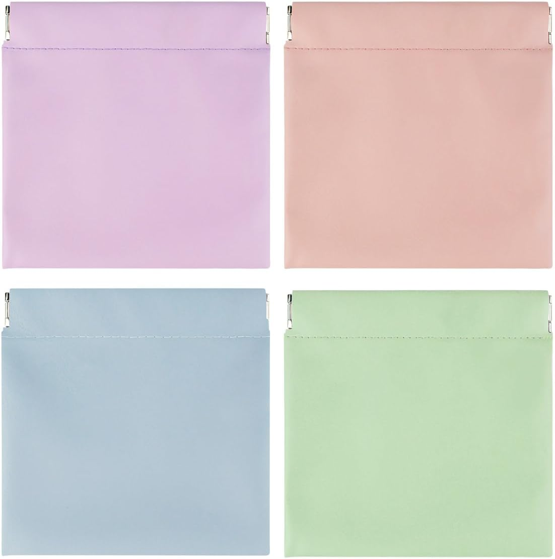 4 Pcs Cosmetic Bag Snap Closure Leather Organizer Pouch Small Makeup Bag for Purse Self-Closing Pocket Cosmetics Bags for Women Portable Waterproof Mini Travel Storage Pouch for Jewelry Squeeze Top image number 2