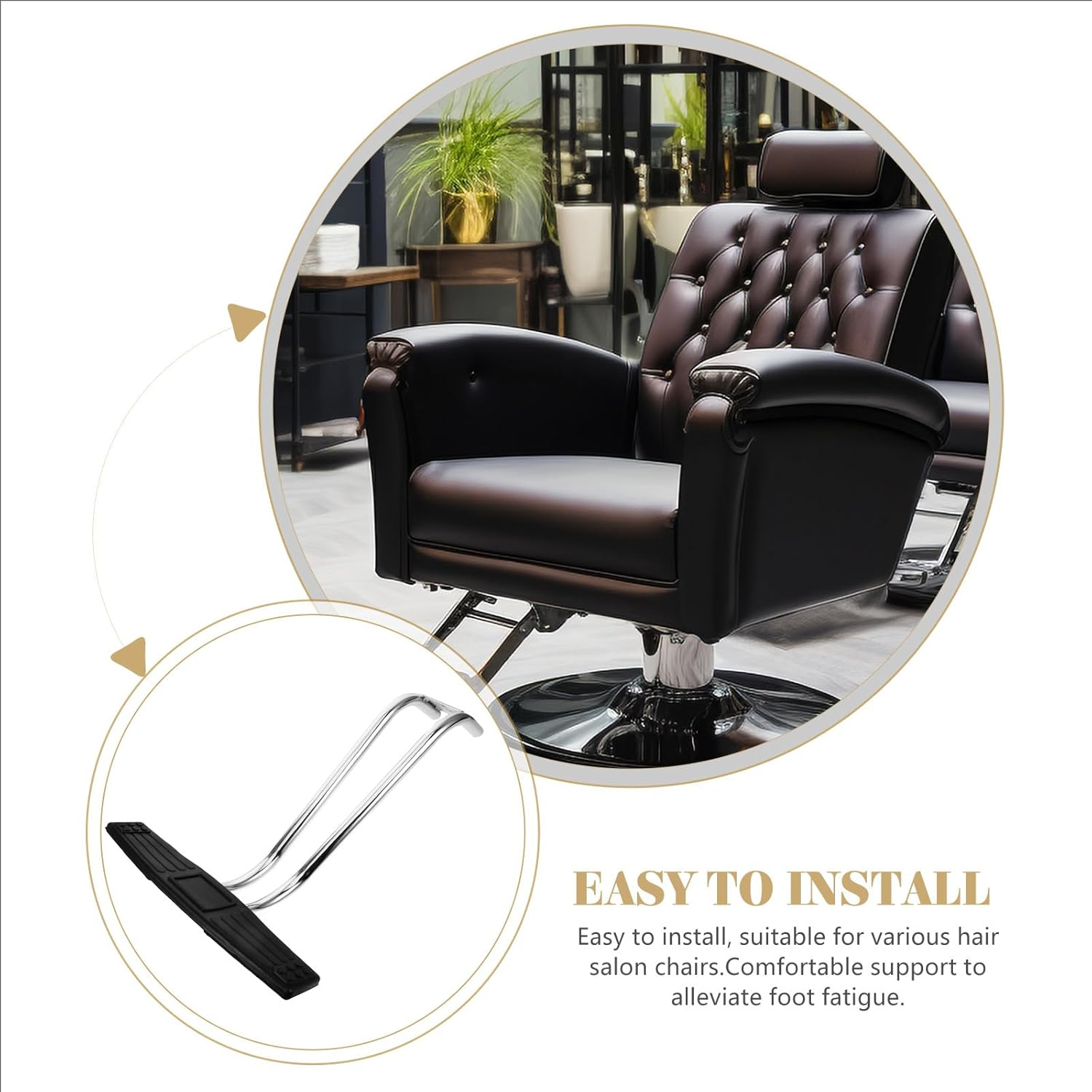 Salon Chair Foot Rest Replacement Pedal - Durable Footrest Attachment for Barber and Massage Chairs - Comfort Adjustable Salon Foot Rest Equipment image number 1