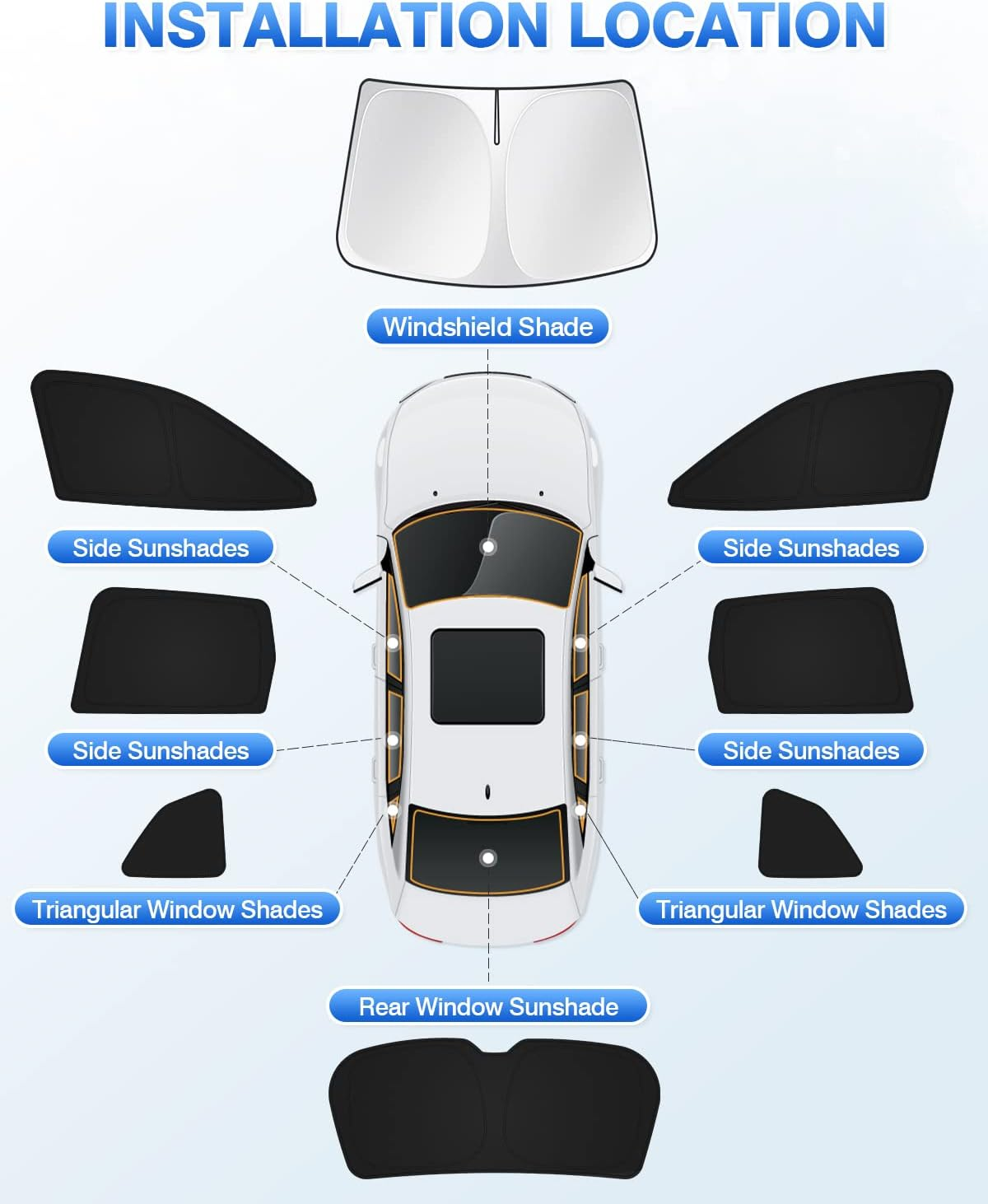 Canvcle Sunshades for 2019-2023 2024 Subaru Forester Accessories Windshield Sun Shade Side Rear Window Shade Cover Sun Visor Shield Privacy Protection Keep Vehicle Cool Black 8PCS image number 1