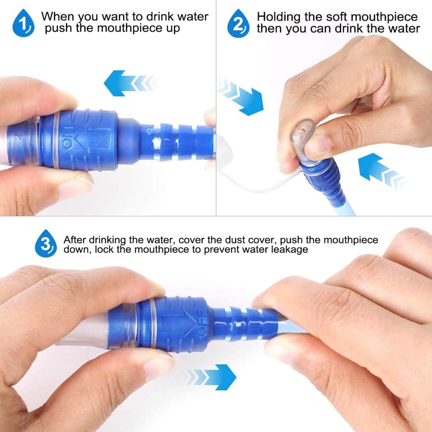 Hydration Bladder 2L Water Bladder BPA Free, 7Inch Large Opening Water Reservoir, Leak Proof Military Water Storage Bladder Bag for Cycling Hiking Camping Biking Running&hellip; - 3L Blue image number 6