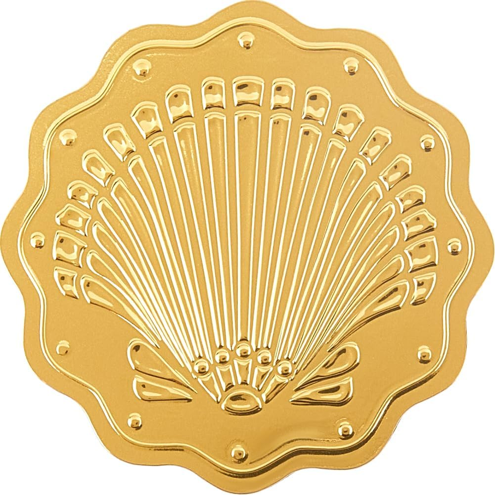 CRASPIRE Sea Shell Stickers 2" Gold Foil Envelope Decorative Seals 100Pcs Seashell Ocean Summer Embossed Seals Adhesive Decal Label for Leter Wedding Invitations Envelopes Gift Packaging Card Making