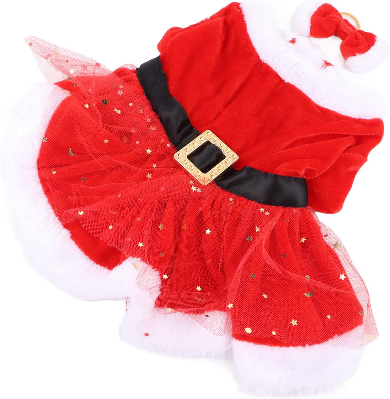 LJCM Christmas Dog Costume, Father Christmas Theme, Red, Medium Size, Pleuche Material, Festive Decorations, Comfortable Material image number 3