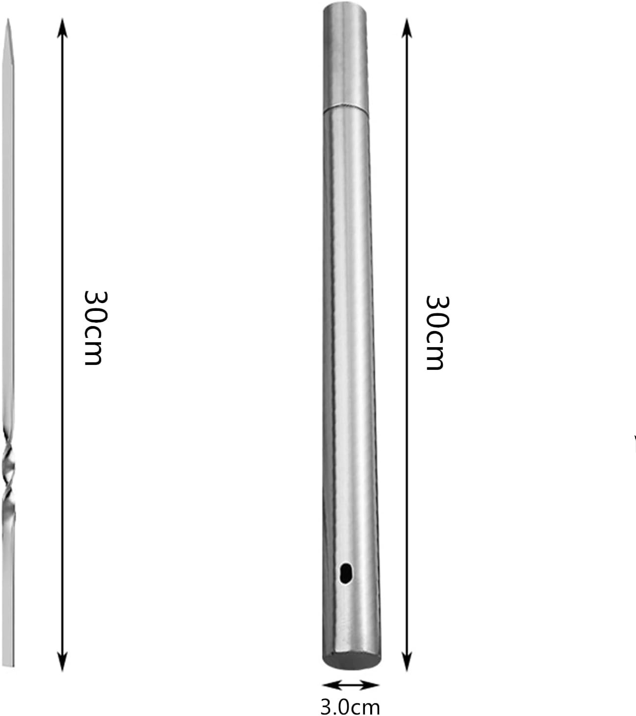 304 Stainless Steel Barbecue Skewers - Pack of 50 Reusable Wide Flat Metal Skewers with Storage Tubes - Rod Barbecue Accessories image number 3