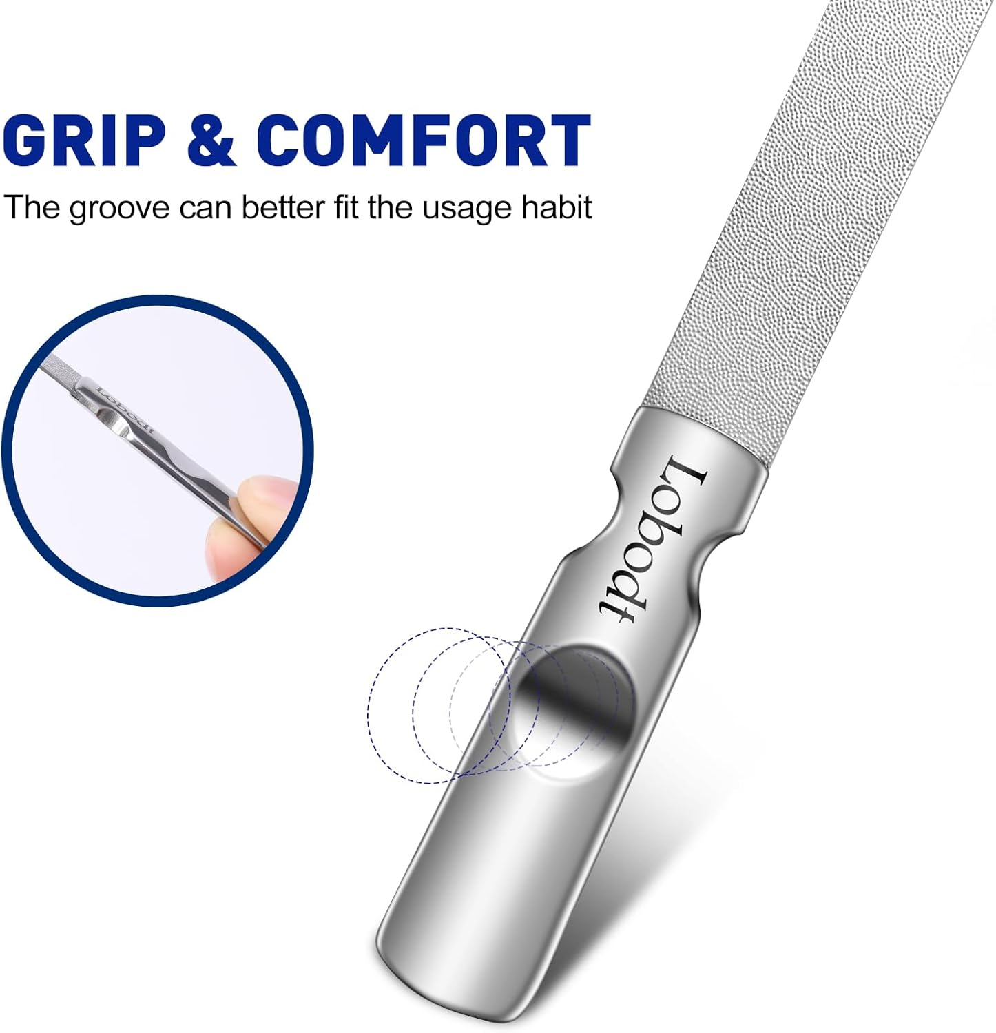 Lobodt Nail Trimmer, Stainless Steel Nail File with Non-Slip Handle and Leather Case, Easily Double-Sided for Men and Women and Files Nails, Great for Home Salon or Travel Use
