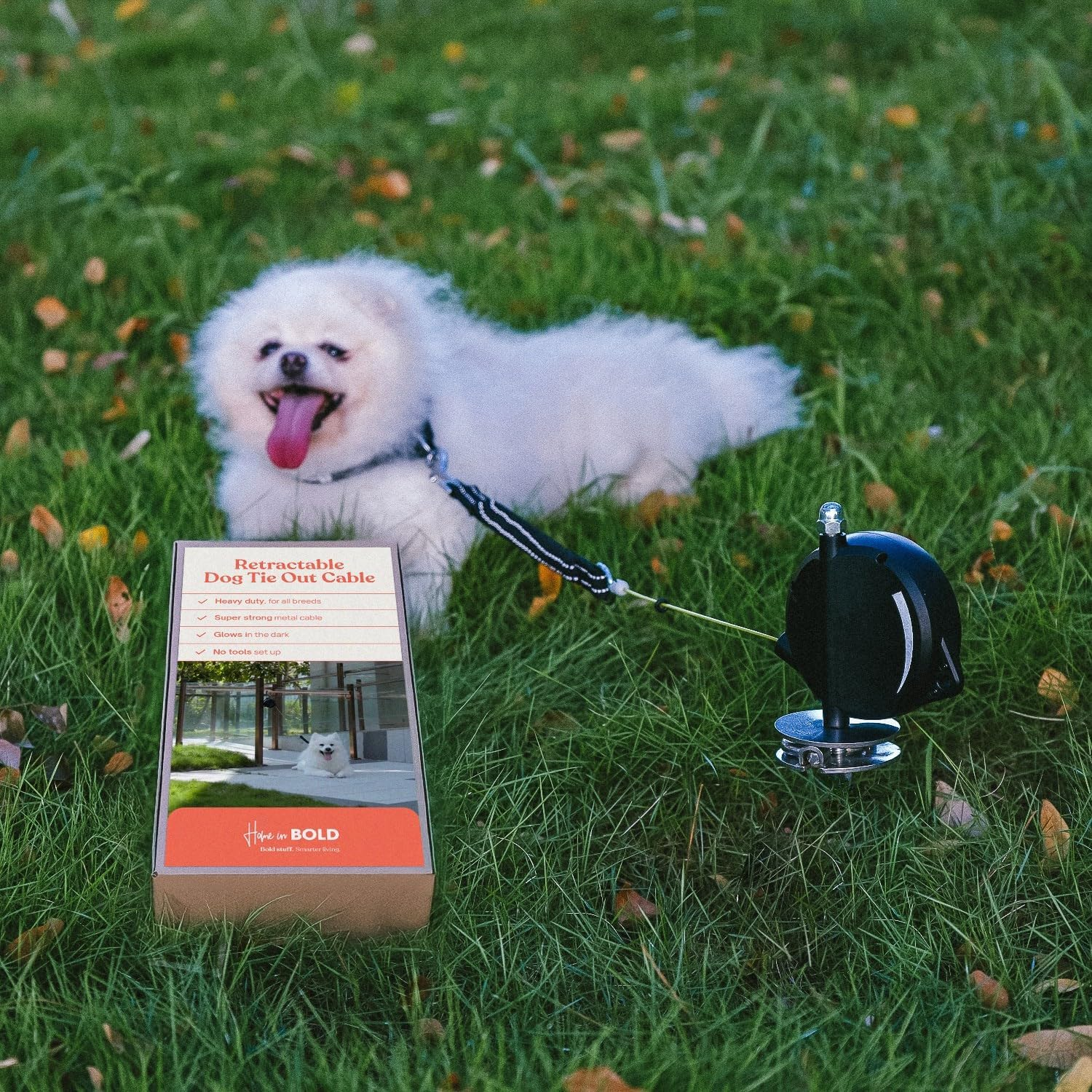 Heavy-Duty Retractable Dog Tie Out Cable: the Ultimate Dog Line for outside &ndash; Super Strong Tie Out Retractable Cable for Dogs. image number 6