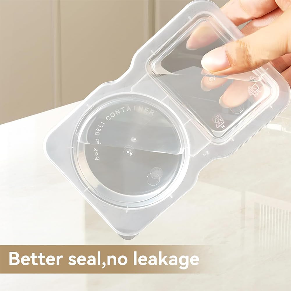 50-Pack Leakproof Dual-Compartment Sauce Containers with Lids & Spoons &ndash; Bpa-Free, Reusable 60Ml Food Storage for Dips, Snacks, Salad, Party, Picnic, Travel & Takeout &ndash; Microwave Safe image number 4