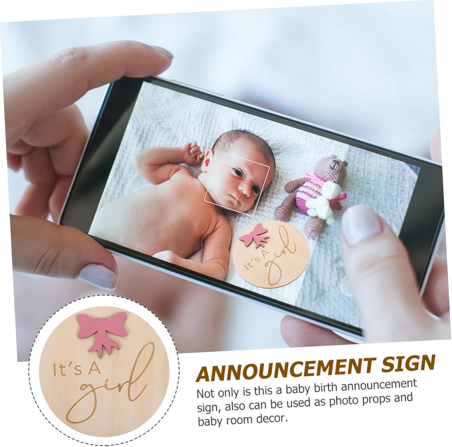 Rustic Wooden Birth Announcement Sign Newborn Shower Photo Prop Nursery Decor image number 5