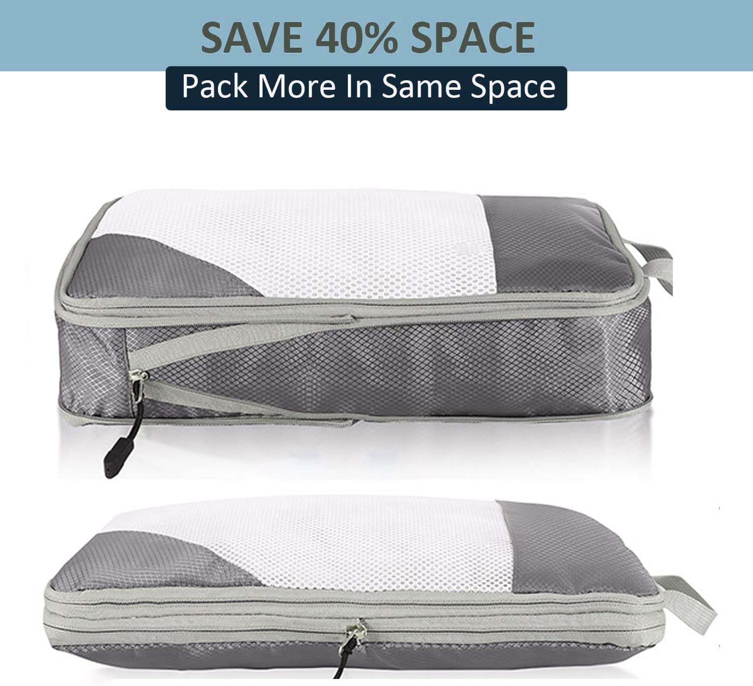 Compression Packing Cubes for Suitcases, VNPONV 6 Set of Travel Luggage Packing Organizers, Suitcase Organizer Bags Set for Expandable Packing Organizers Travel Accessories (Darkblue) image number 3