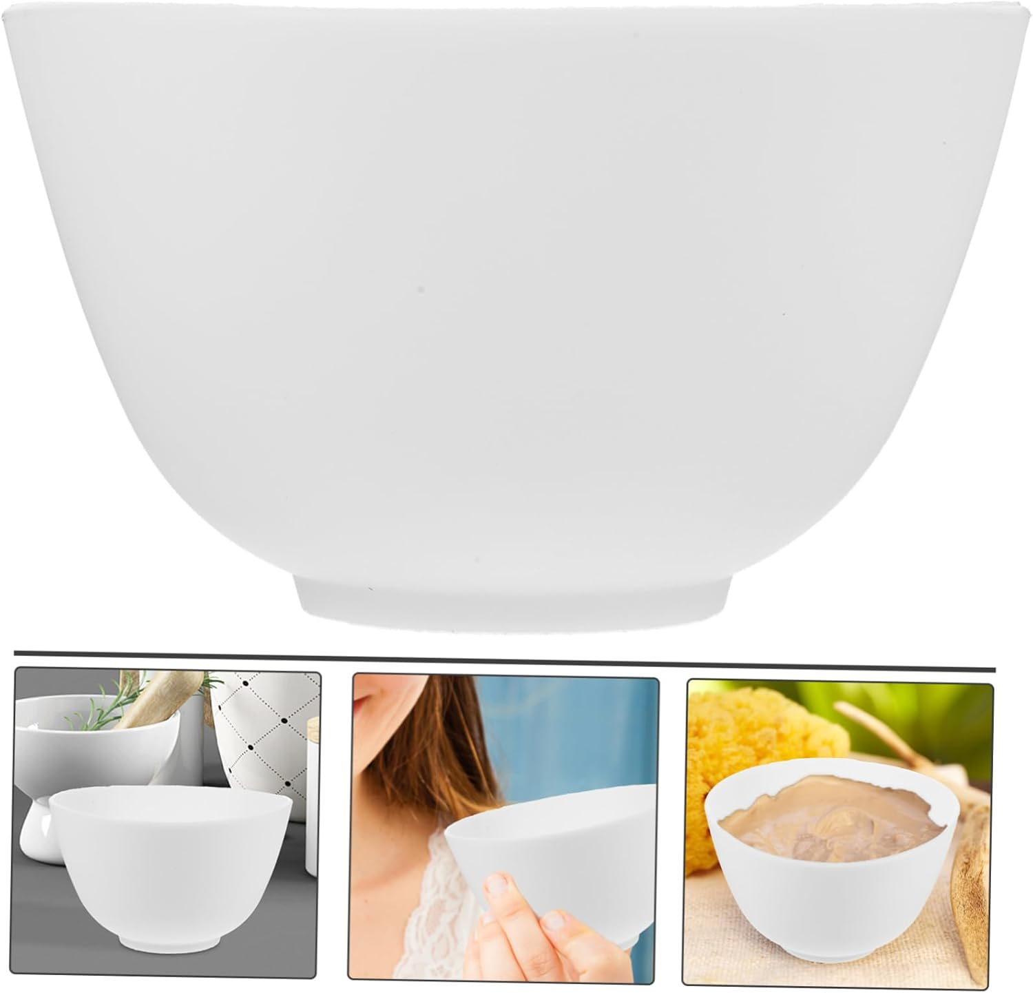 MERRYHAPY Silicone Bowl for Home Use Odorless Anti-Drop Mask Mixing Prep Measuring Bowl White Reusable for Facial Masks - Green image number 4