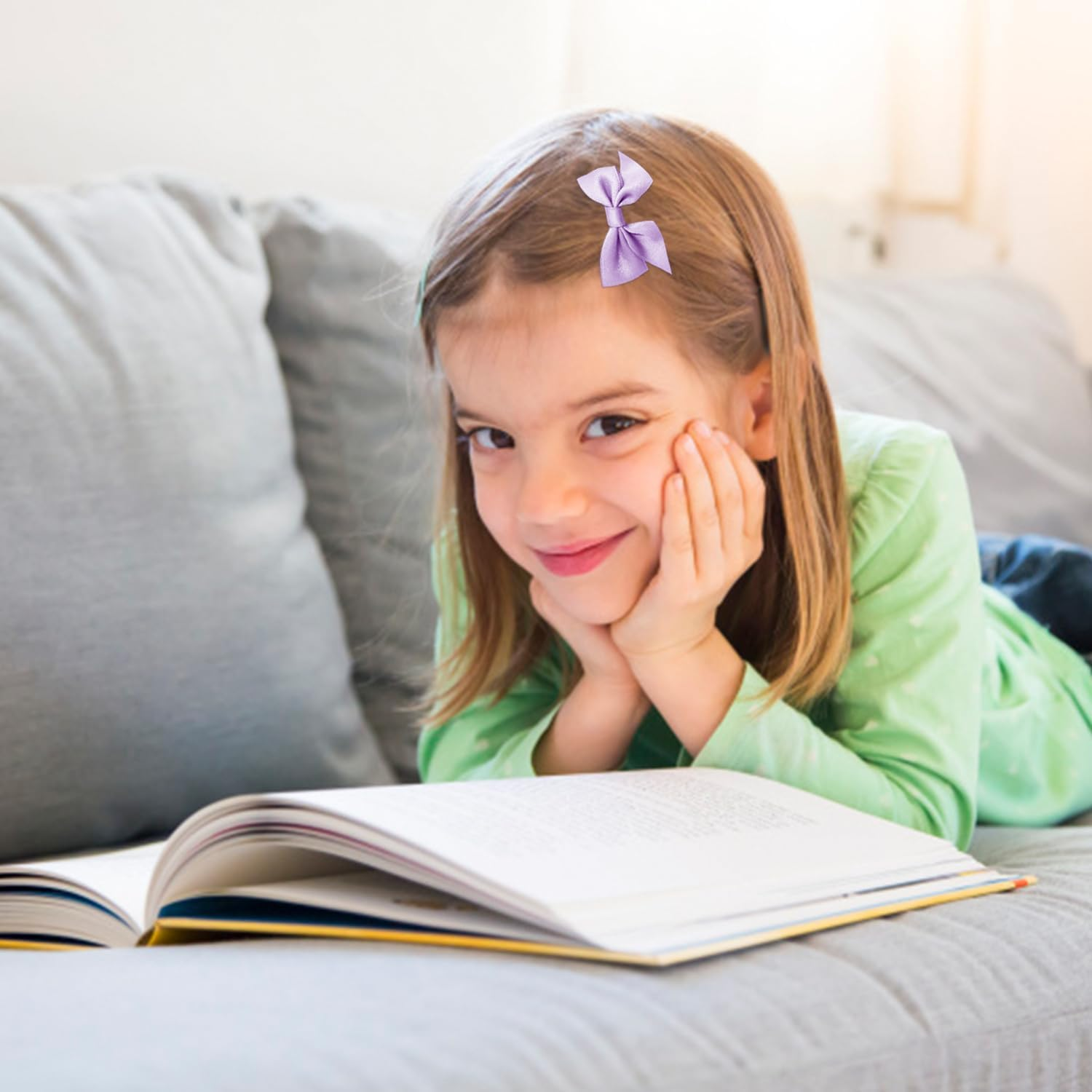 4 Pairs Bow Hair Pins, Simple, Solid Colour, Cute Hair Accessories for Girls, Elee Fastening Clips, Fashionable Hairstyle Decoration image number 2