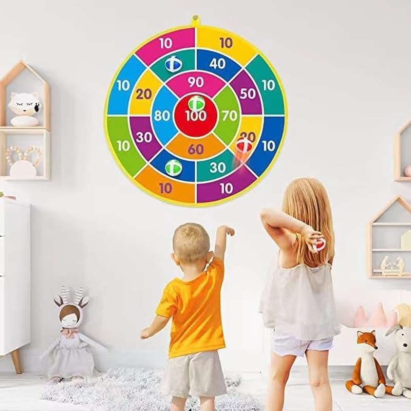 72Cm Kids Dart Board Game Set, Double-Sided Velcro Dart Board with 12 Balls and 6 Darts for Kids Ages 3 4 5 6 7 8 9 10 11, Indoor/Outdoor Party Game Toys/Birthday Gifts image number 2