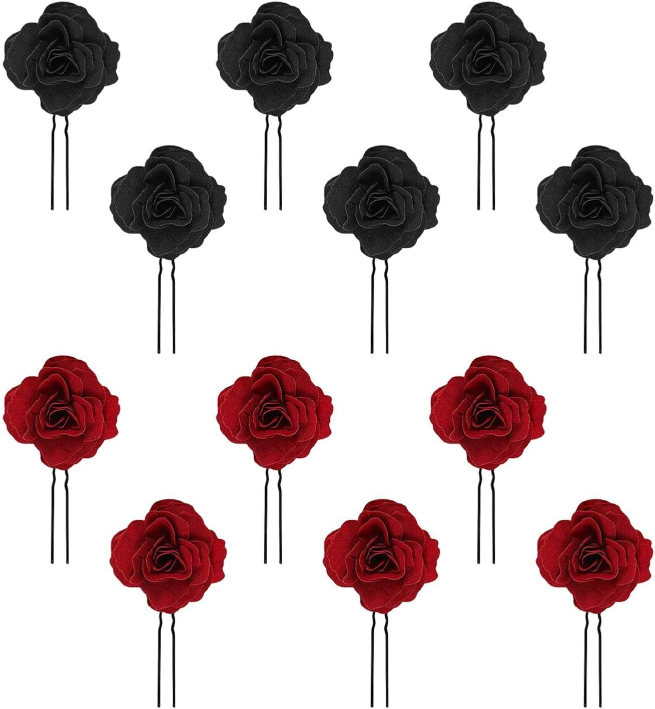 12 Pieces U-Shaped Rose U-Shaped Hairpin, Classic and Fashionable, Elee Hair Accessories for Women for Long Hair and Solid Hairstyle Accessories for New Year Bridesmaids image number 5