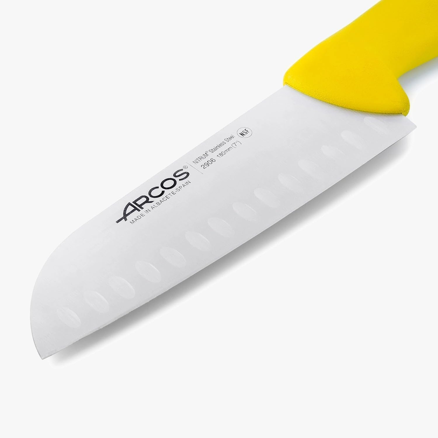 Arcos Series 2900 - Santoku Knife Asian Knife - Blade Nitrum Stainless Steel 7" - Handle Polypropylene Yellow Color - Red image number 4