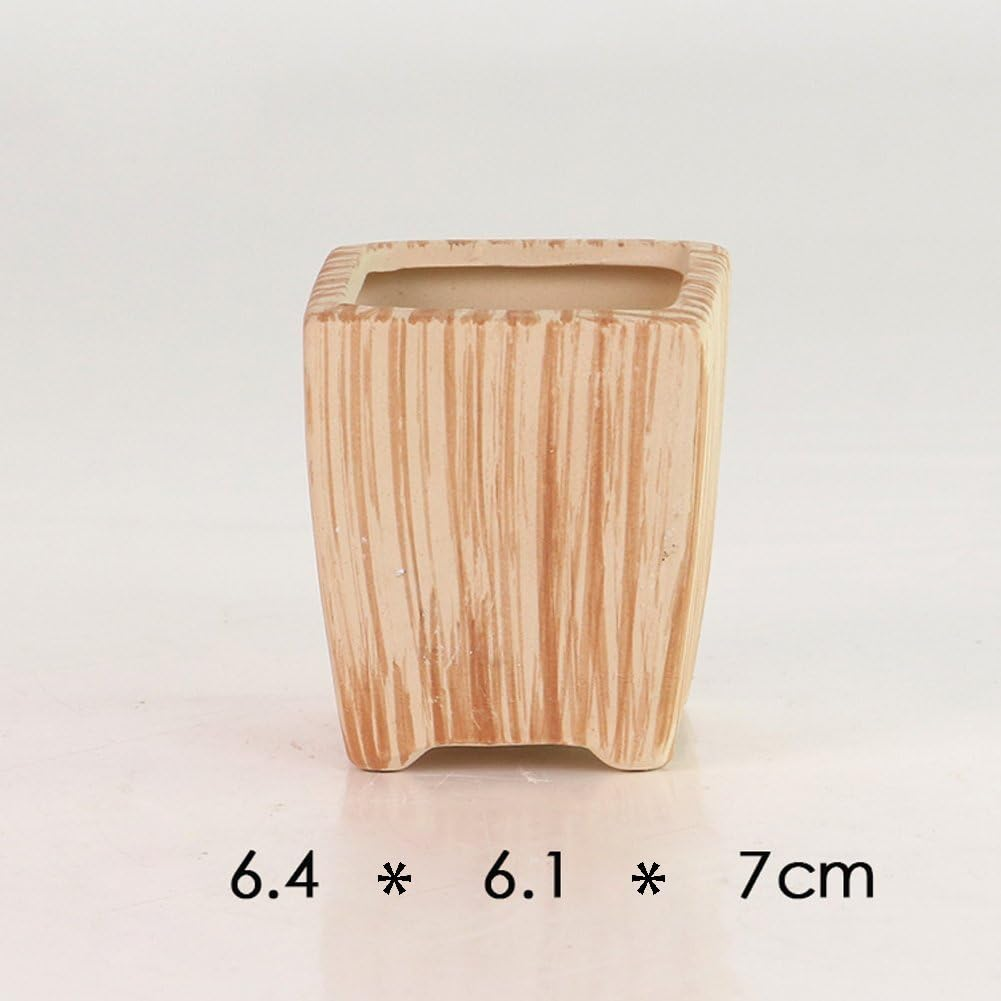 SUN-E 6In Set 3 Inch Ceramic Wooden Pattern Succulent Plant Pot/Cactus Plant Pot Flower Pot Container Planter Perfect Gife Idea