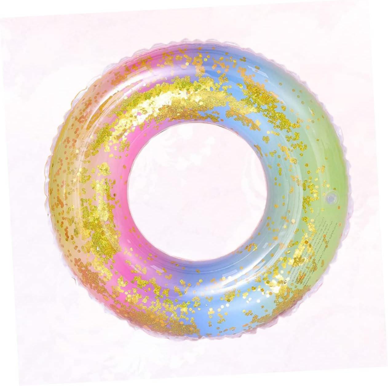 ERINGOGO Swimming Ring Adult Rainbow Inflatable Ring Sequins Translucent Gradient for Pool and Beach image number 2