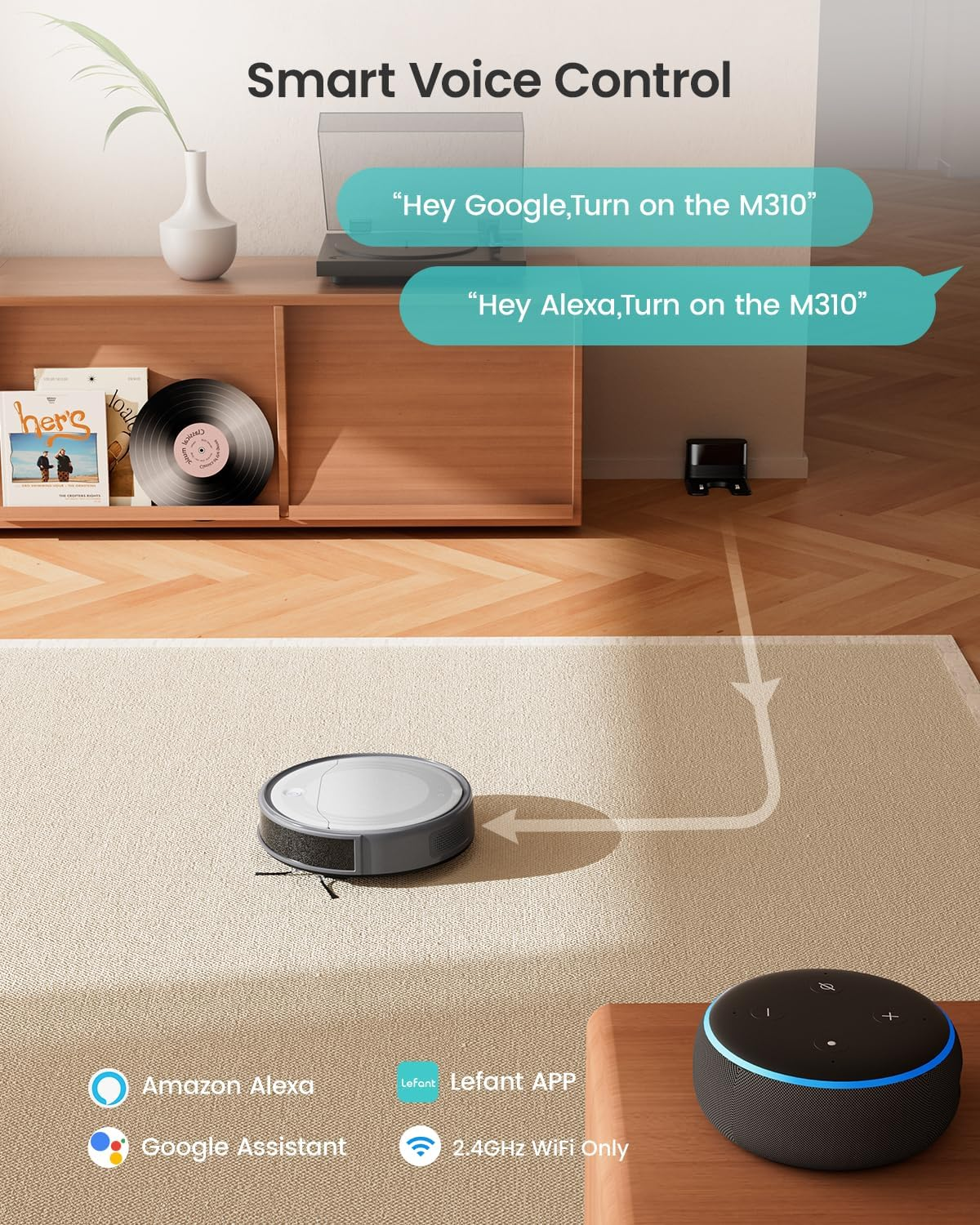 Lefant Robot Vacuum Cleaner 4500Pa, 180 Min Run Time, Robot Vacuum Cleaner 6 Cleaning Modes, Precise Obstacle Avoidance 4 Cm, App/Alexa Control, Anti-Tangle, Pet Hair and Hard Floors, M310 Grey image number 3