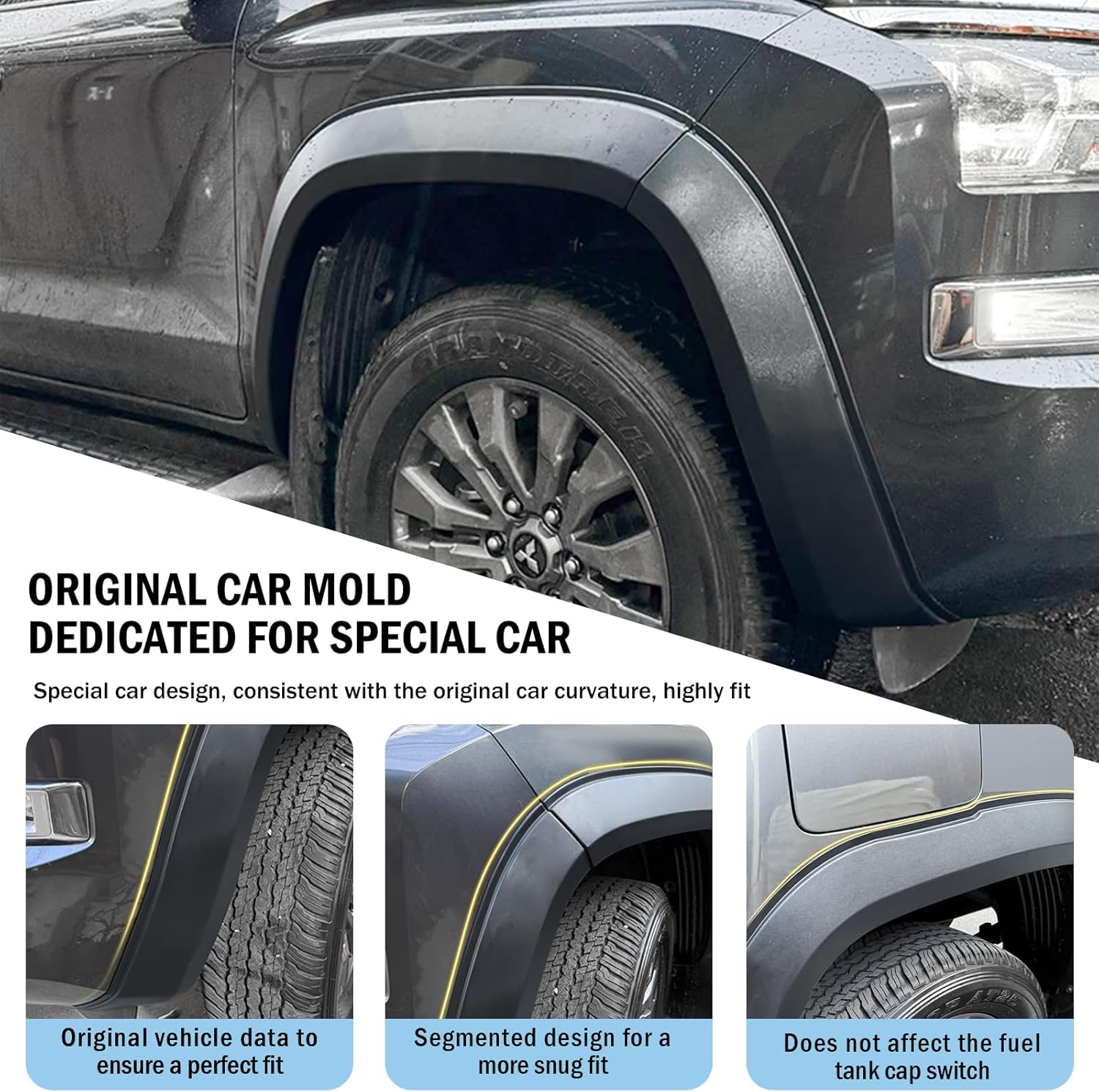 For Mitsubishi Triton MV 2024 2025 Accessories Fender Flares Wheel Arches Guard Protector Cover 43MM Extra Wide Body Kit Wheel Brow, Matte Black 6Pcs/Set image number 3