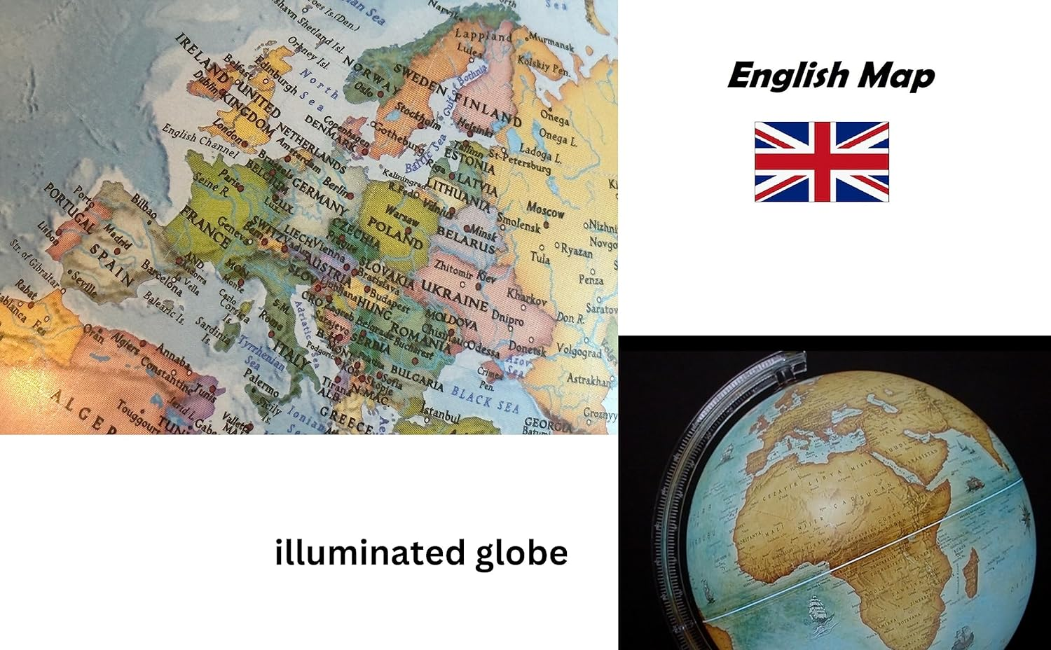30Cm Illuminated Globe - English Map - Modern Political World Globe - Educational/Geographic/Desktop Decoration image number 2