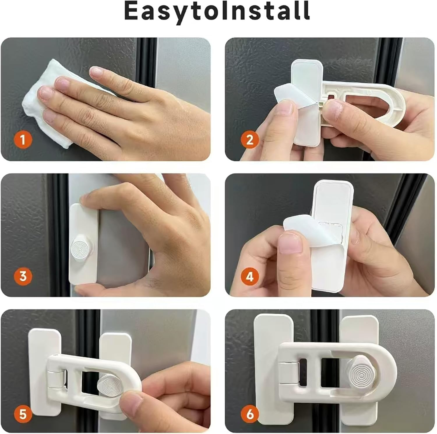 Child Safety Cabinet Pack of 4, Baby Proofing Cabinet Latch Locks, Childproof Latches with Adhesive, Strong Adhesive No Drilling-Durable, for Fridges, Cabinets, Drawers,And Pantry Door image number 3