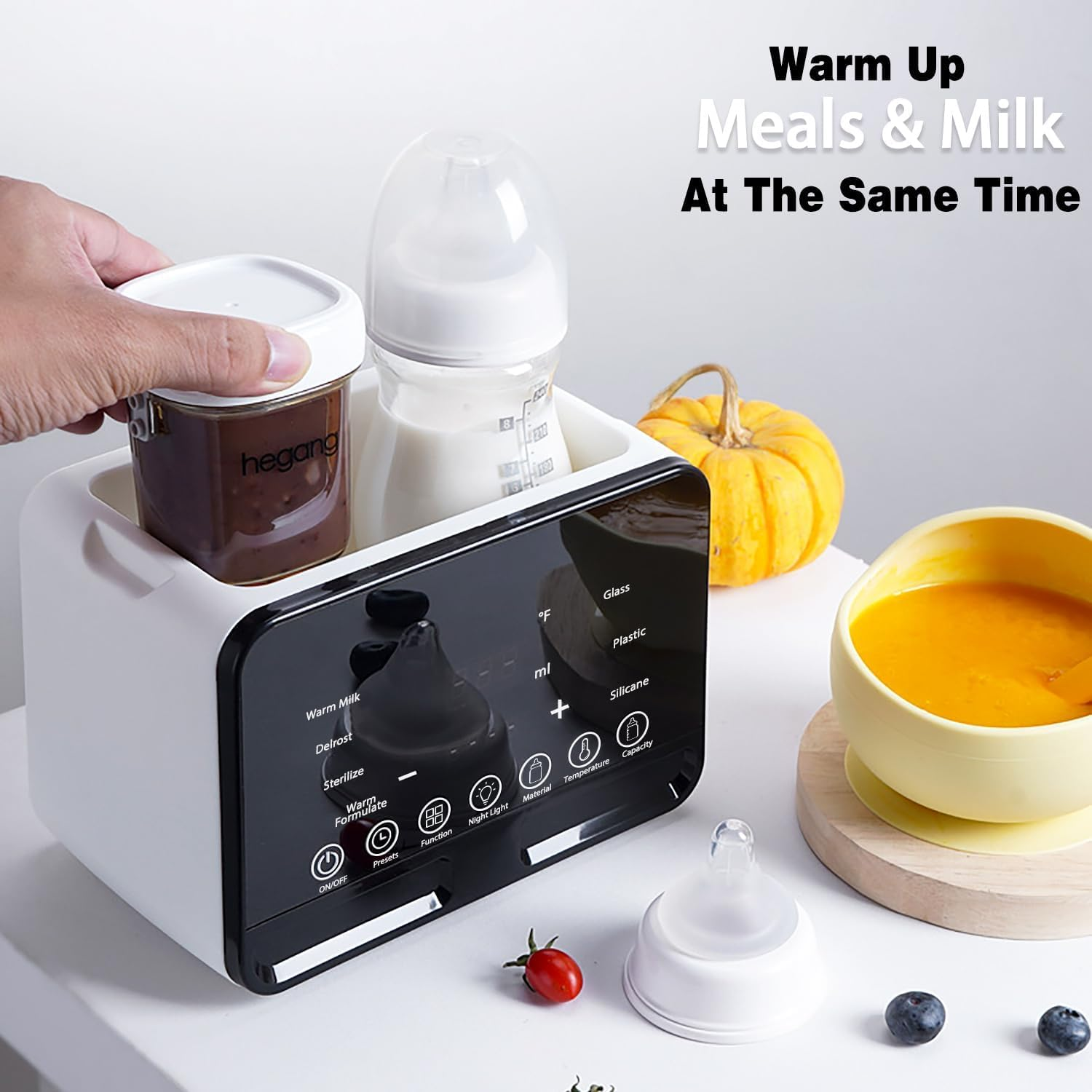 Baby Bottle Warmer, 9-In-1 Fast Baby Milk Warmer 48H Thermostat Food Heater Breastmilk Thaw Formula Water Warming Steamer IMD LED Display Accurate Temperature Control Steamer for All Bottles (White, Double Bottle) image number 3