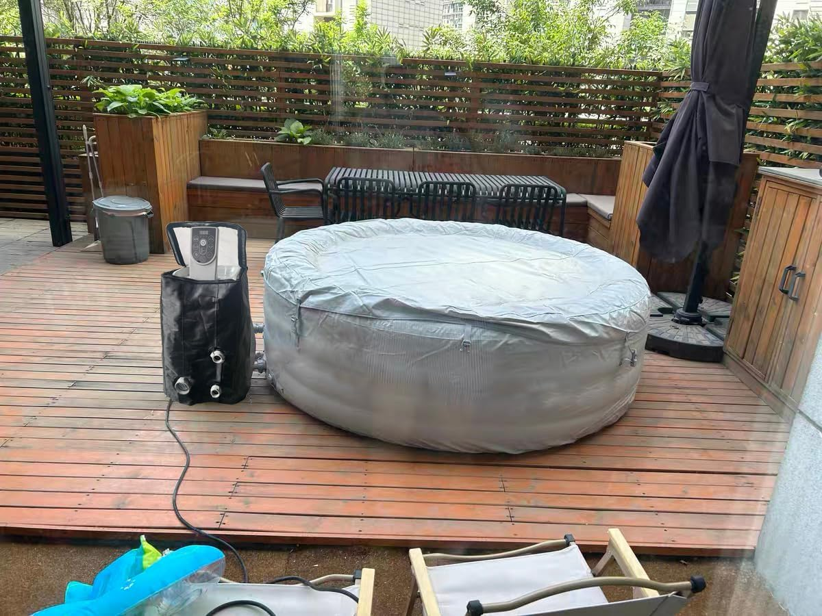 XCZ Inflatable Hot Tub Pump Cover, Fits Three Connecting Tubs (Black, Cover Only) image number 5