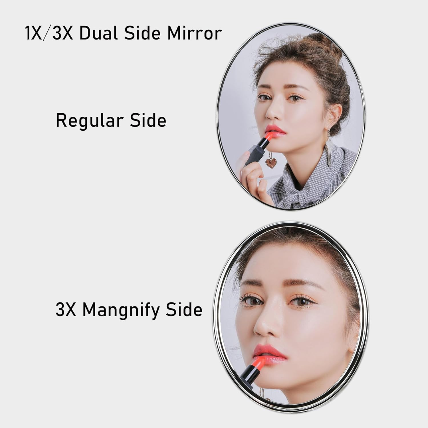 Vanity Mirror Makeup Mirror with Stand, 1X/3X Magnification Double Sided 360 Degree Swivel Magnifying Mirror, Portable Table Desk Counter Top Mirror Bathroom Shaving Mirror image number 2