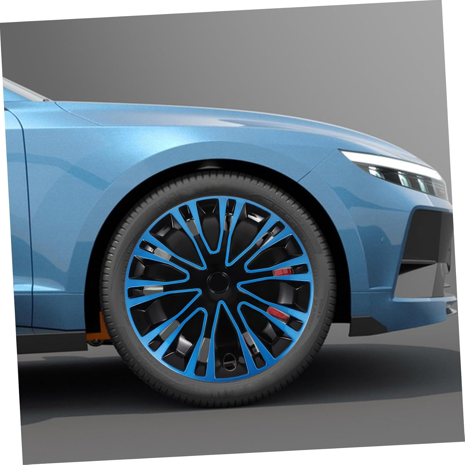 COSMEVIVI 15-Inch Car Wheel Hub Covers Decorative Hubcaps Blue Black Universal Rim Caps for Vehicle Wheels Automotive Accessories image number 3