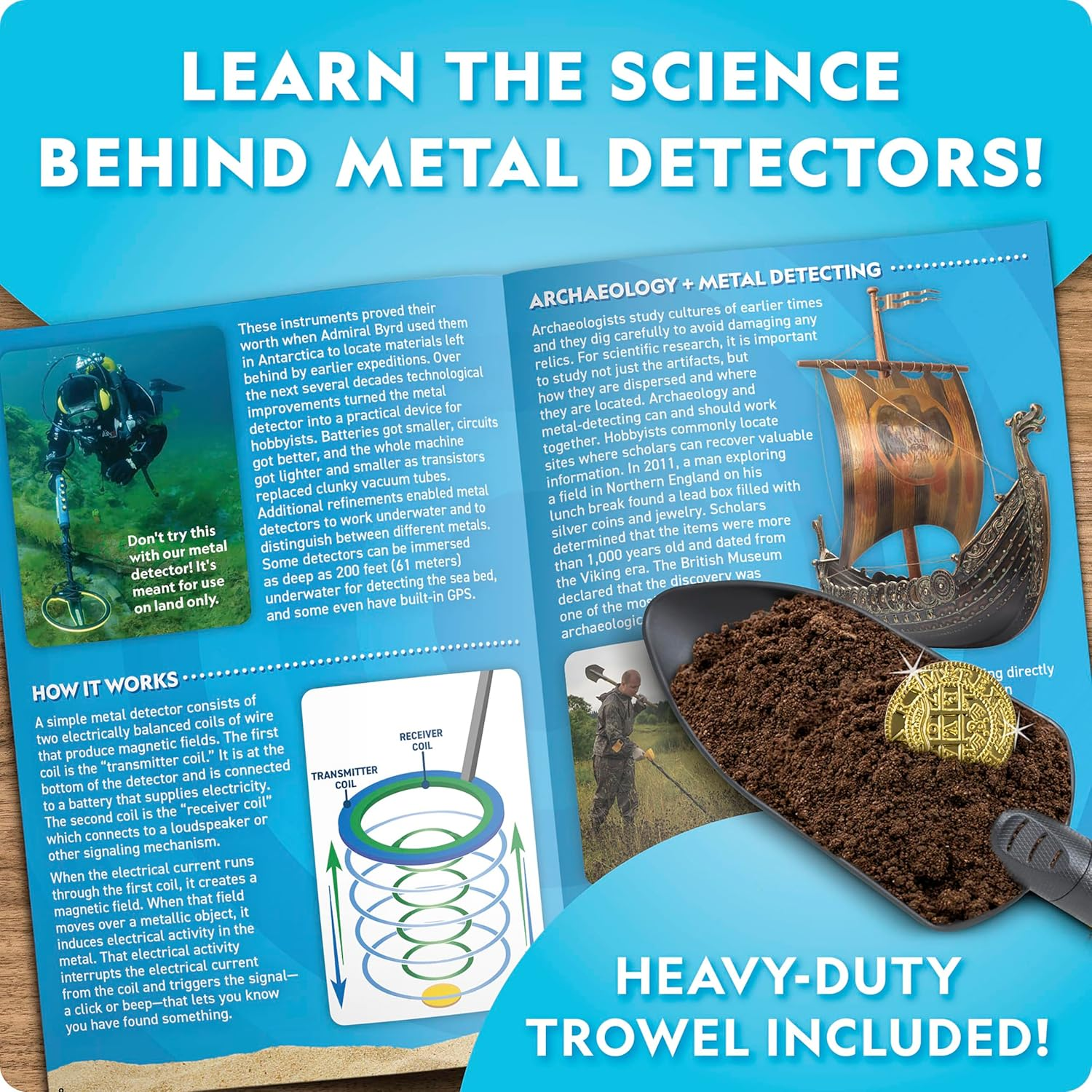 National Geographic Starter Metal Detector Kit for Kids - Metal Detector with 18.8 Cm Waterproof Coil & Trowel, Gold Detector, Beach Metal Detector image number 2