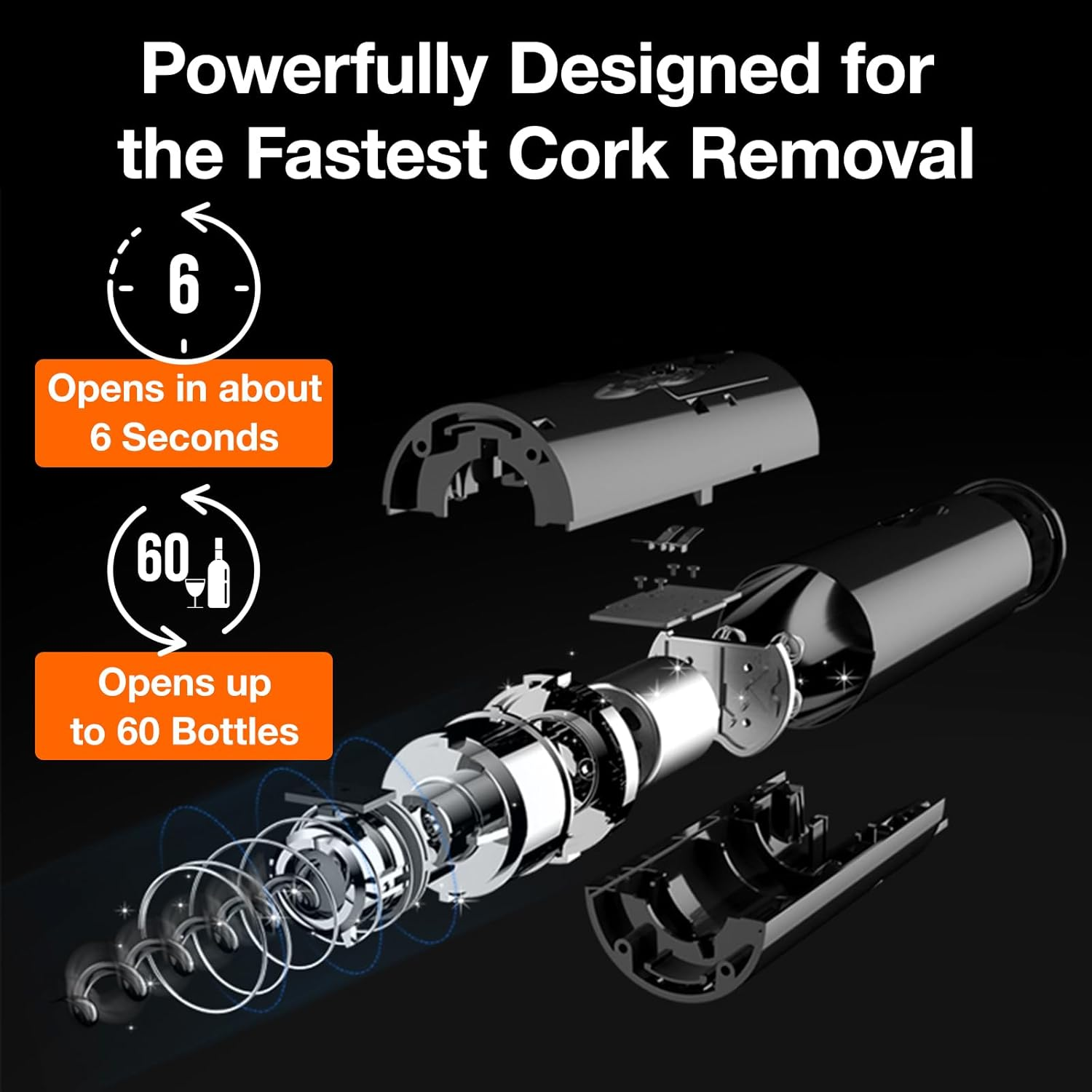 Electric Wine Opener, Battery-Powered, Cork Puller, Foil Cutter Included, Simple Design, Effortless and Enjoyable Wine Cork Removal, Convenient Wine Accessory, Best Choice for Wine Lovers(Black) image number 2