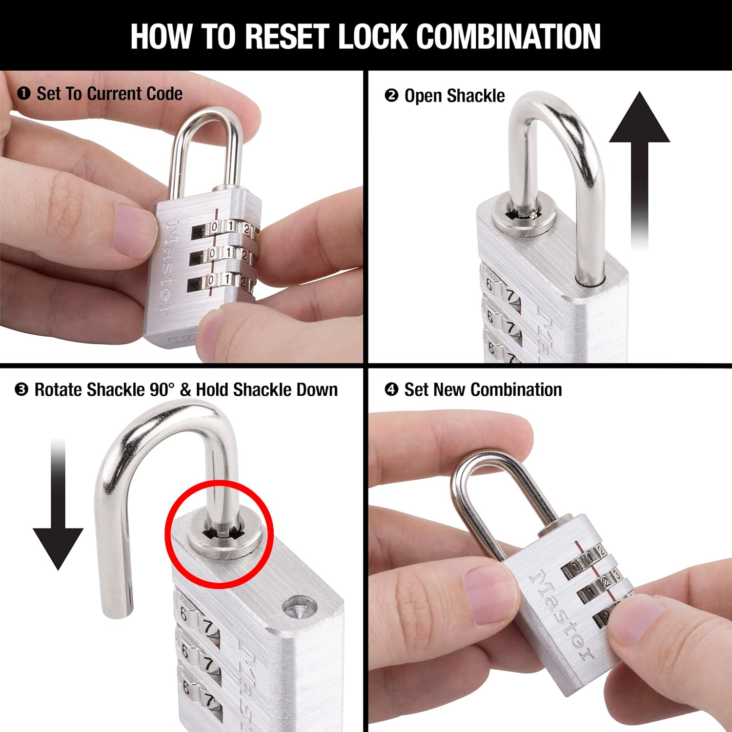 Master Lock 630D Set Your Own Combination Lock, Aluminum image number 3