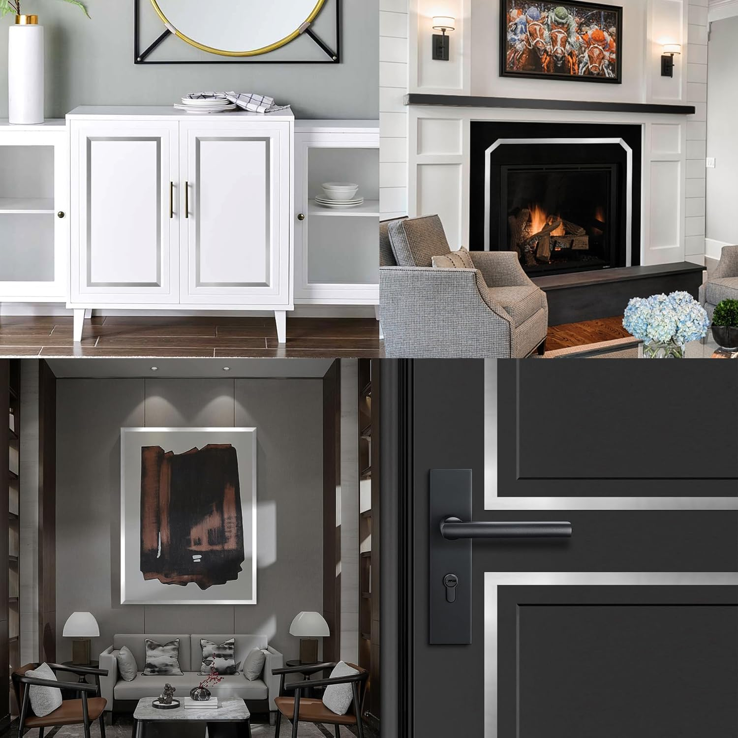 Silver Metalized Mirror-Like Finish Molding Trim, Peel and Stick Strip for Mirror Frame, Wall, Fireplace and Home DIY Decoration (32.8 Ft X 1.6 Inch) image number 2