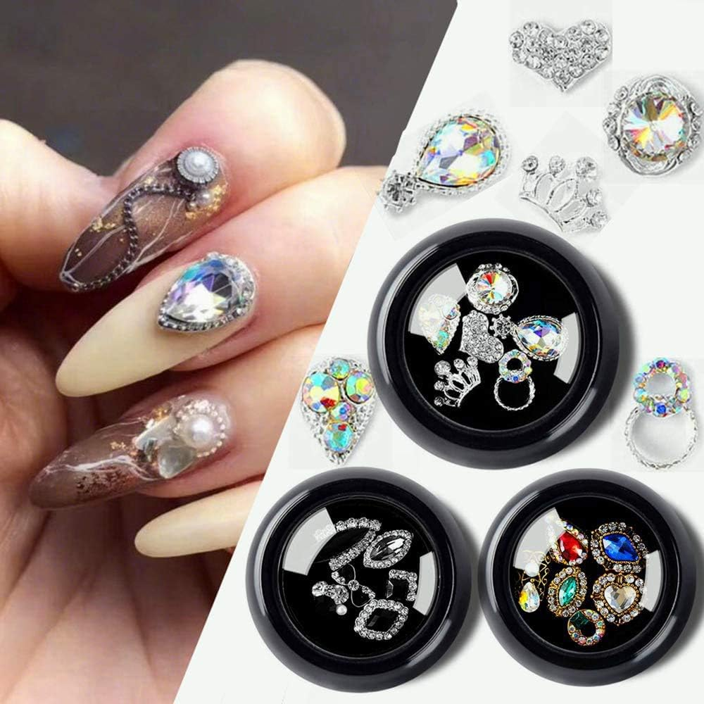 4 Boxes Rhinestone Nail Jewels 3D Bling Crystal Art Accessories Decoration Nail image number 1