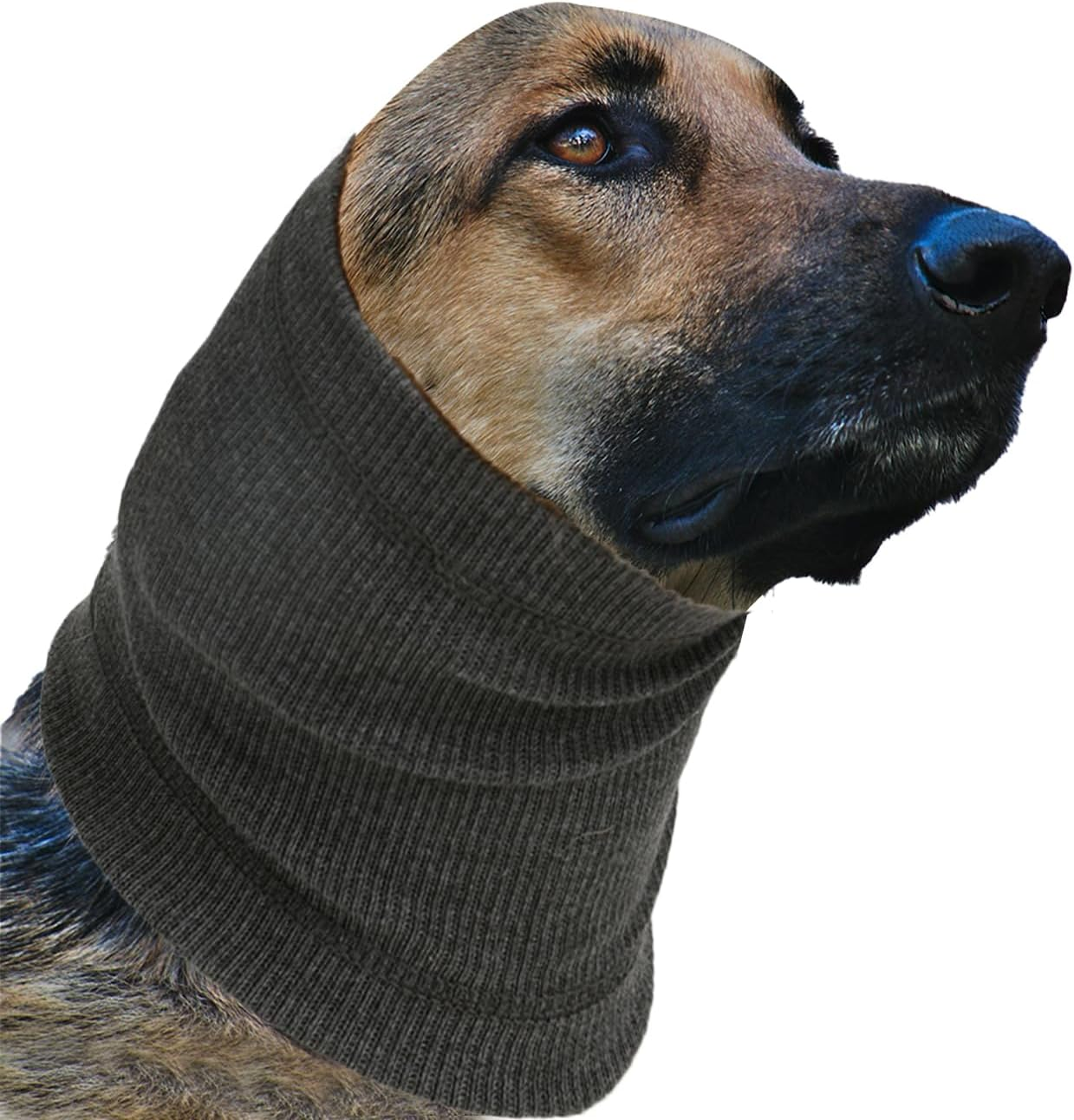 CENZICOM Dog Calming Hood with Ear Covers, Anxiety Relief Head Protection, Grooming and Bath Neck Warmer (Gray, S)