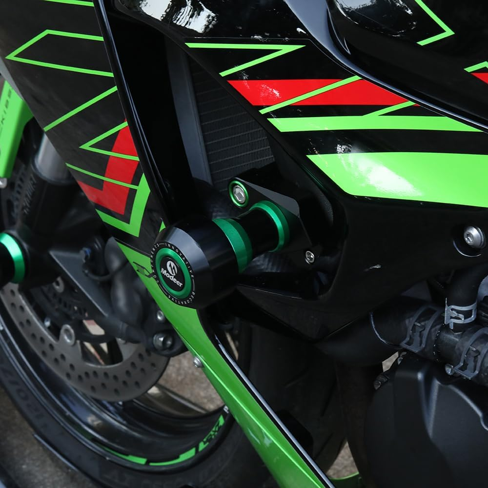 Modeer Motorcycle Frame Sliders Compatible with ZX-6R 2024 2025 Anti-Collision Falling Protector Crash Pads Ninja Zx6R Zx 6R Accessories Green image number 1