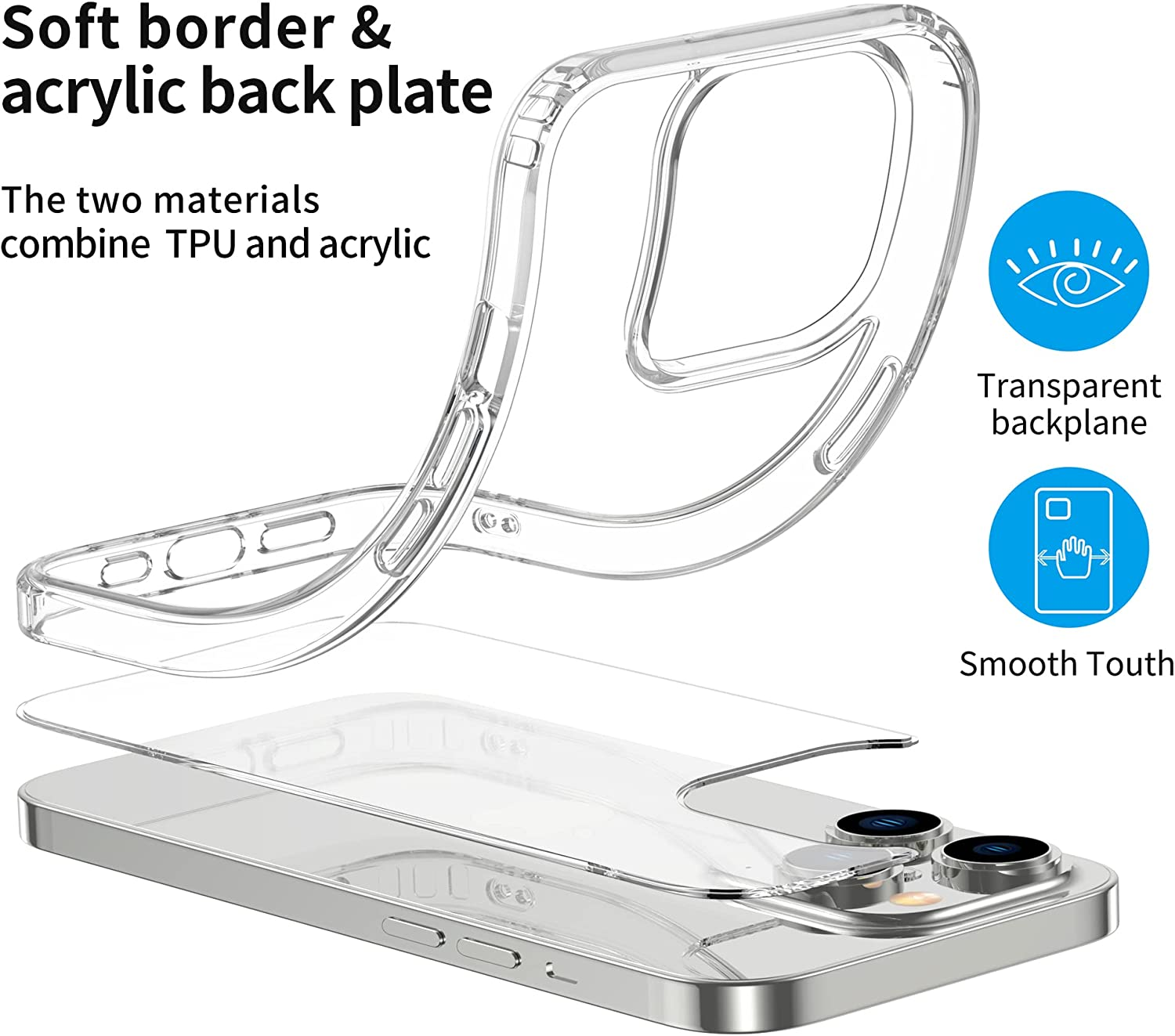 T Tersely Crystal Clear Case Cover for Iphone 14 Pro Max (6.7-Inch), Non-Yellowing Hard Back Slim Shockproof Bumper, Suitable for Wireless Charging image number 3