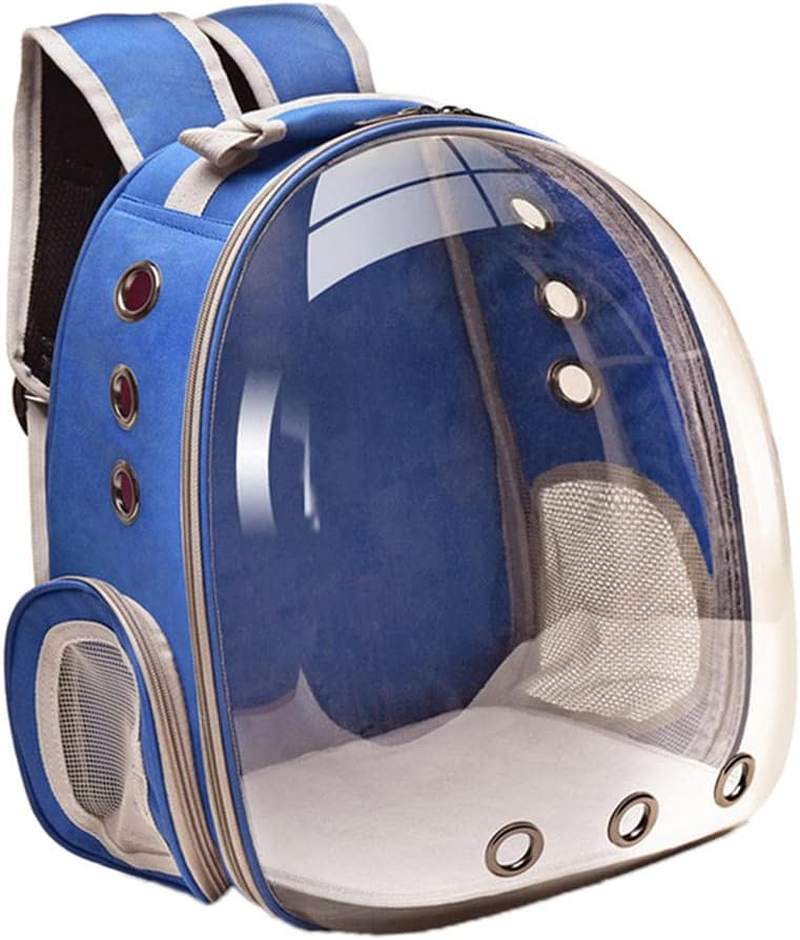 #N/A Durable Bubble Backpack Pet Carriers,Transparent Pet Breathable Travel Small Dog Cats with 3 Breathable Mesh Panels - Blue image number 1