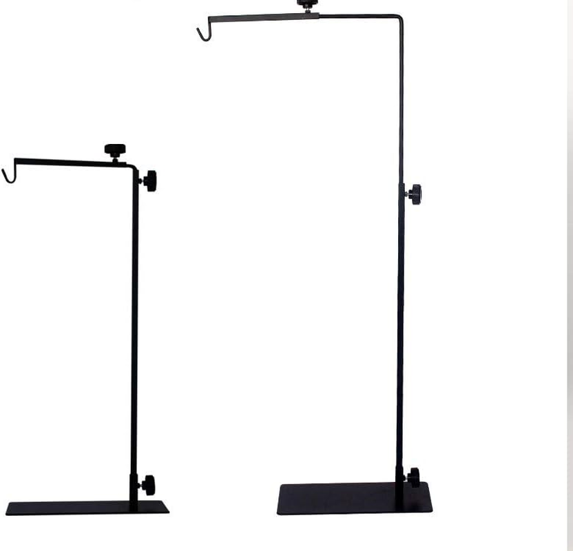 Adjustable Floor Light Stand Lamp Hanger Holder for Reptiles Black with Supports (L) image number 2