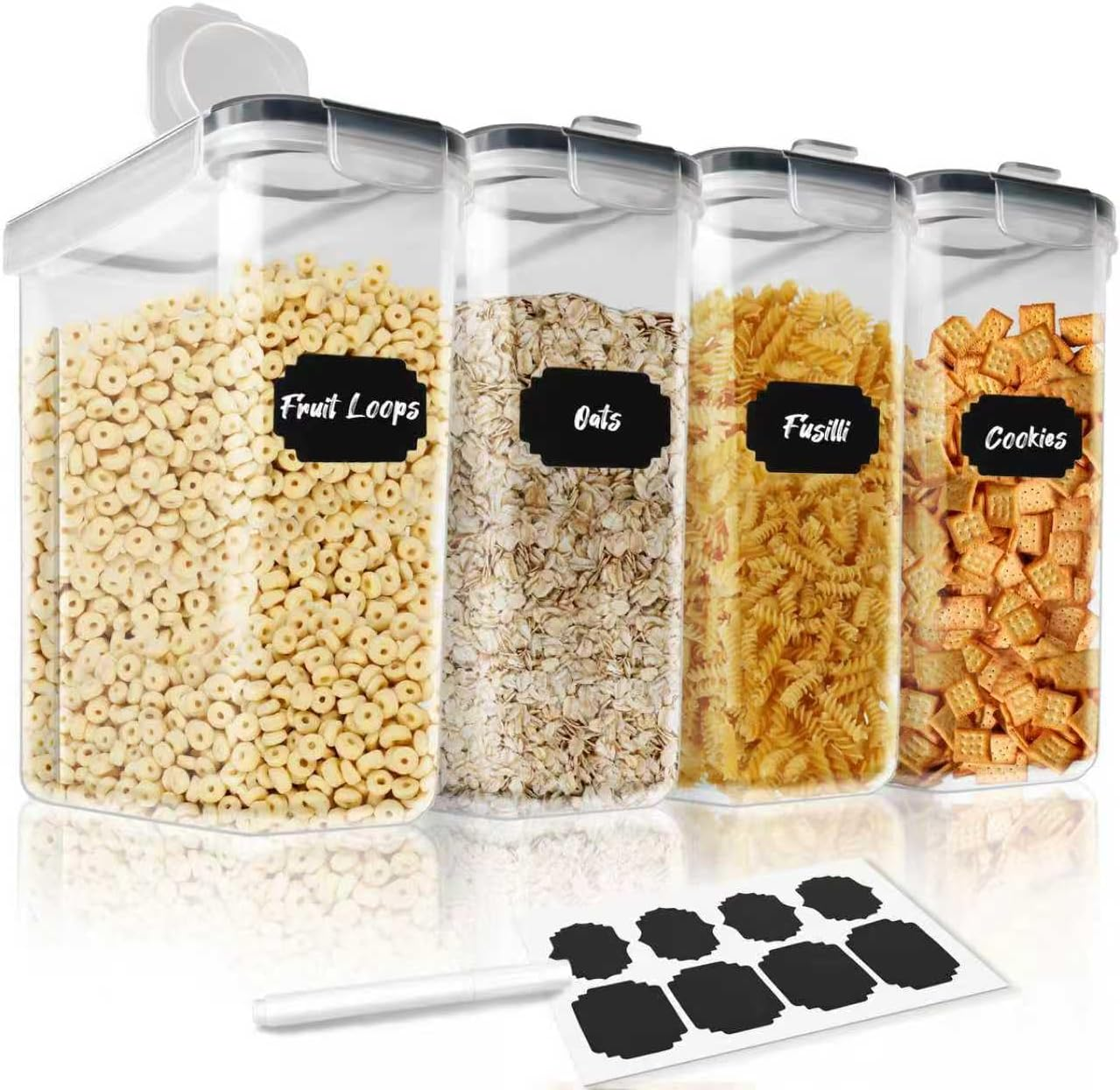 Sydroya Cereal Containers Storage Set (4L/135.2Oz), 4PCS Airtight Food Storage Containers with Lids, Cereal Dispensers with Pour Spout for Kitchen & Pantry Organisation and Storage image number 6