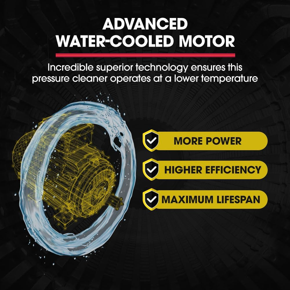 Jet-Usa RW545 Electric High Pressure Washer, 3000PSI Water Cooled Motor, 2 Nozzles, Brush Head, Deck Cleaner, Detergent Bottle image number 3