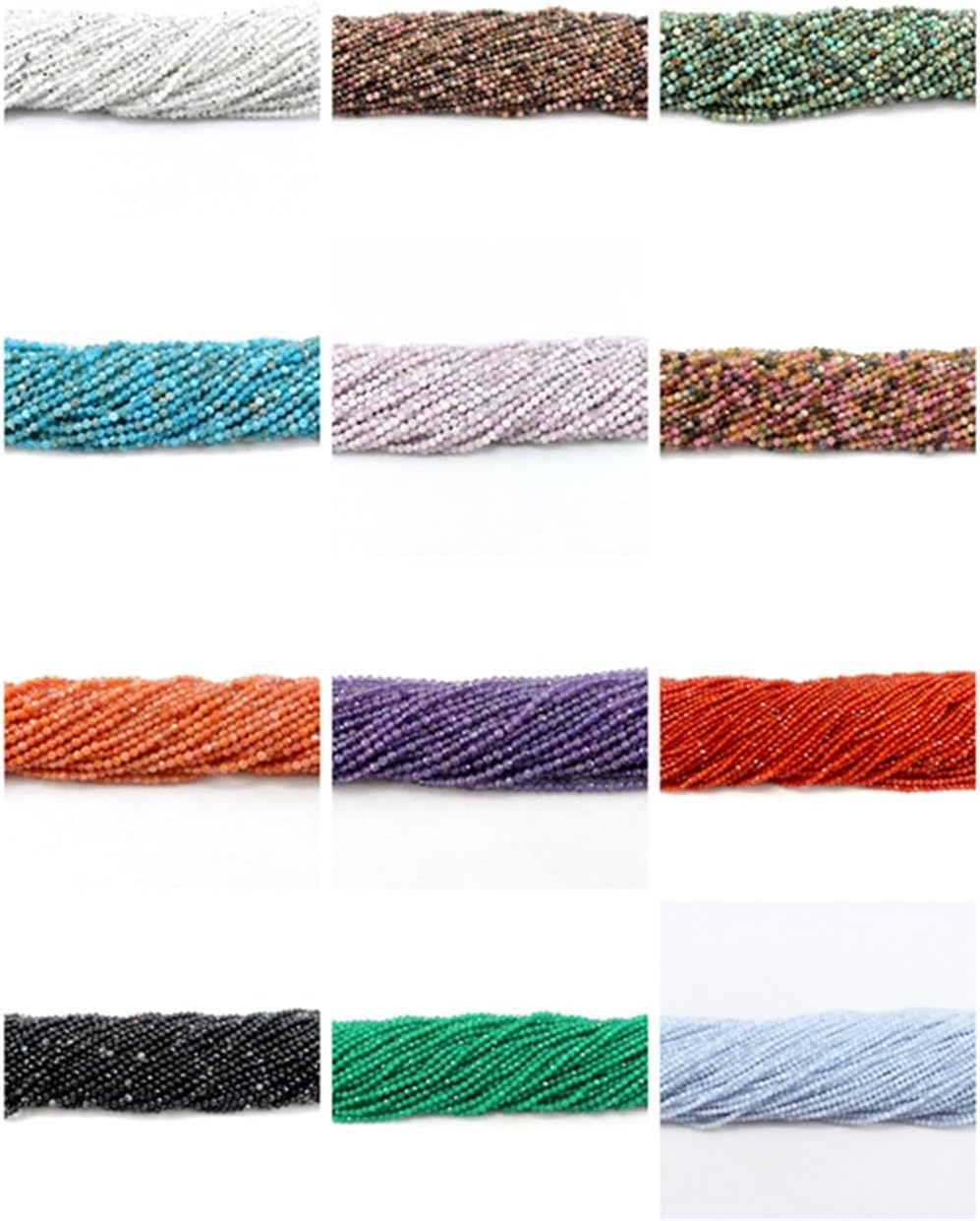 Natural Faceted Stone Moonstone Tourmaline round Loose Small Beads Jewelry Making