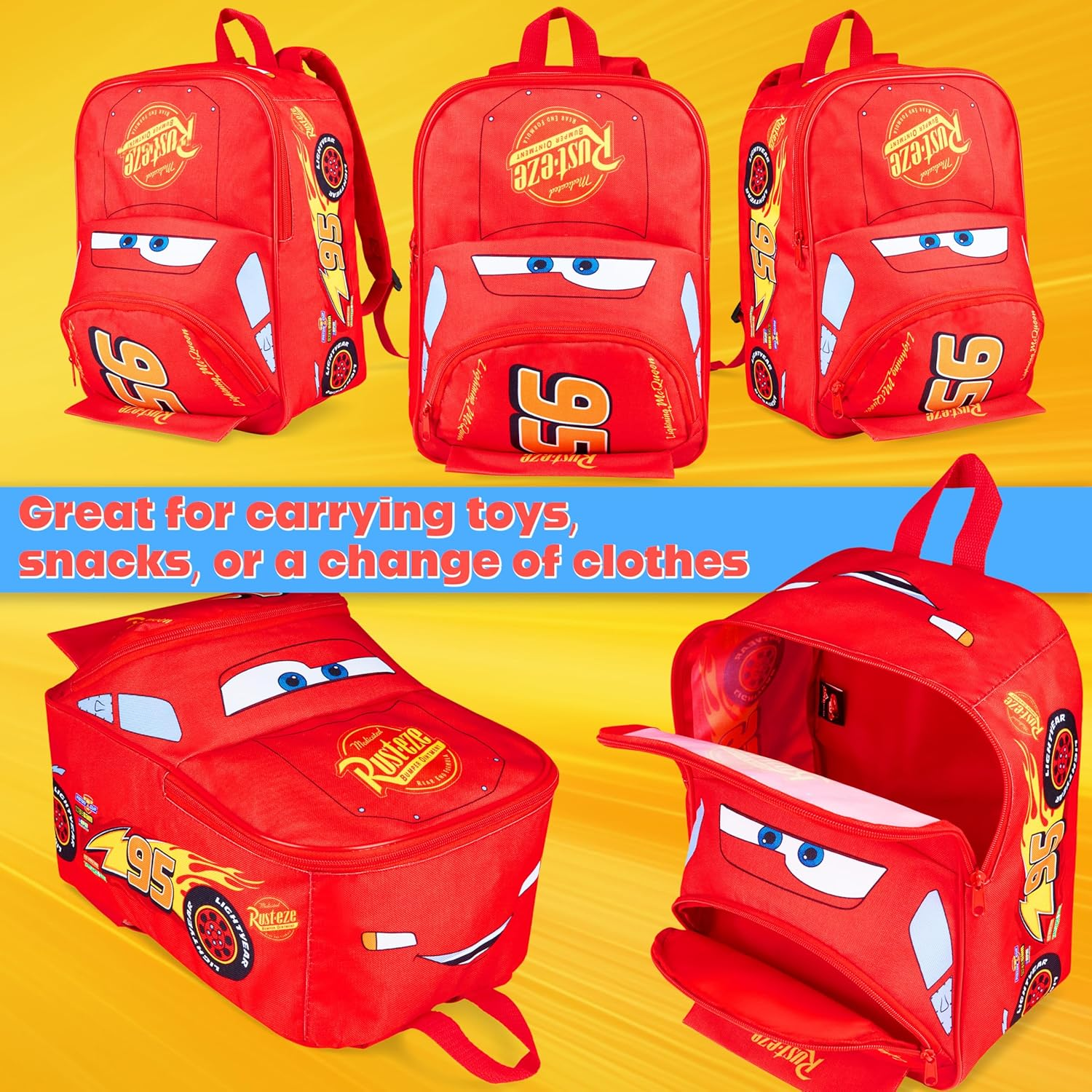 Disney Cars Backpack for Kids Rucksack for Nursery Preschool Lightweight Lightning Mcqueen Daypack Travel Days Out Sleepovers image number 1