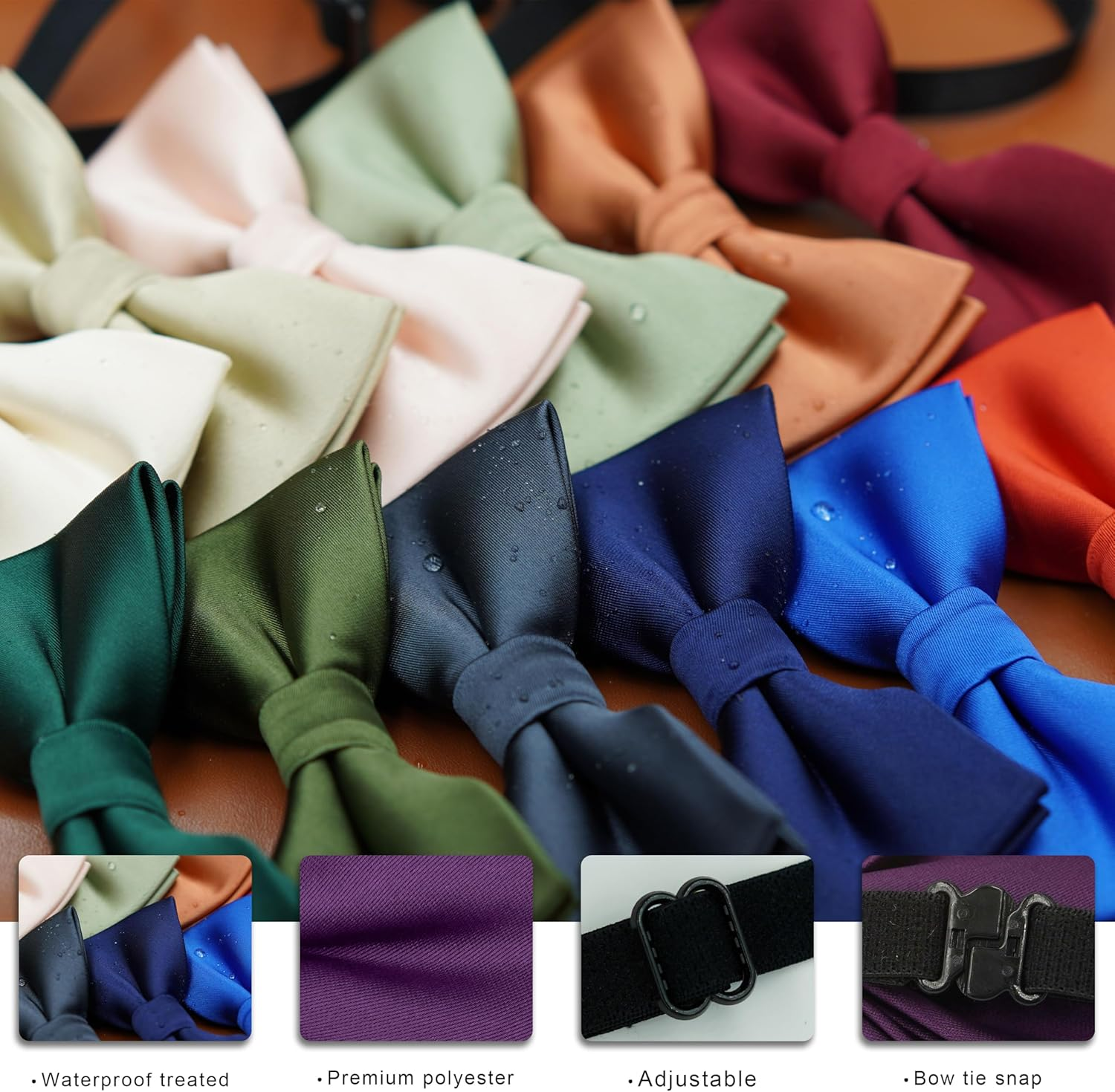 BEWDIO Adjustable Baby Boy Suspenders and Bow Tie, Pre-Tied Kids Bowtie and Elastic Suspenders with 4 Strong Metal Clips - Beige image number 3