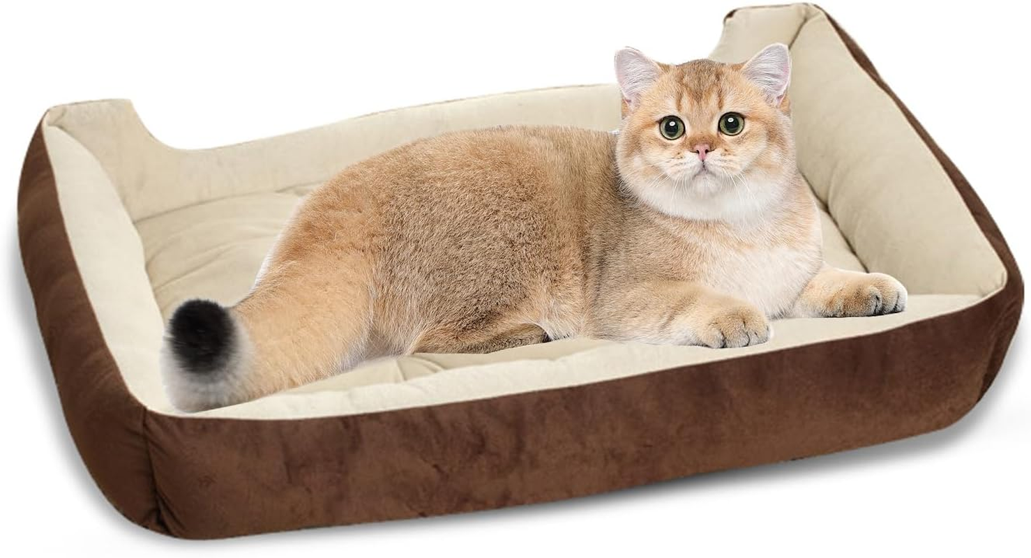 PETCUTE Luxury Cat and Dog Bed with Faux Sheepskin Lining, Fully Washable, 6Sizes, Cat Bed, Pet Beds Brown image number 5