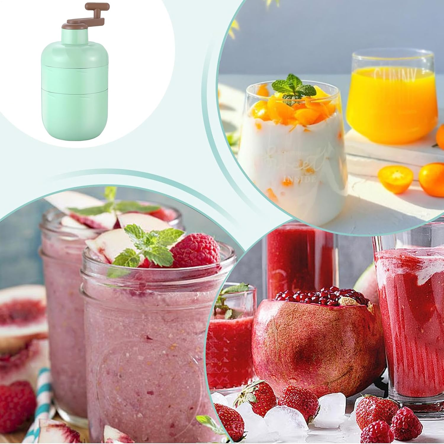 Ice Shaver | Manual Hand Crank Crusher - Stainless Steel Snow Cone Maker | for Home Kitchen Outdoor Picnics Cocktails Snowcones - Silver image number 2